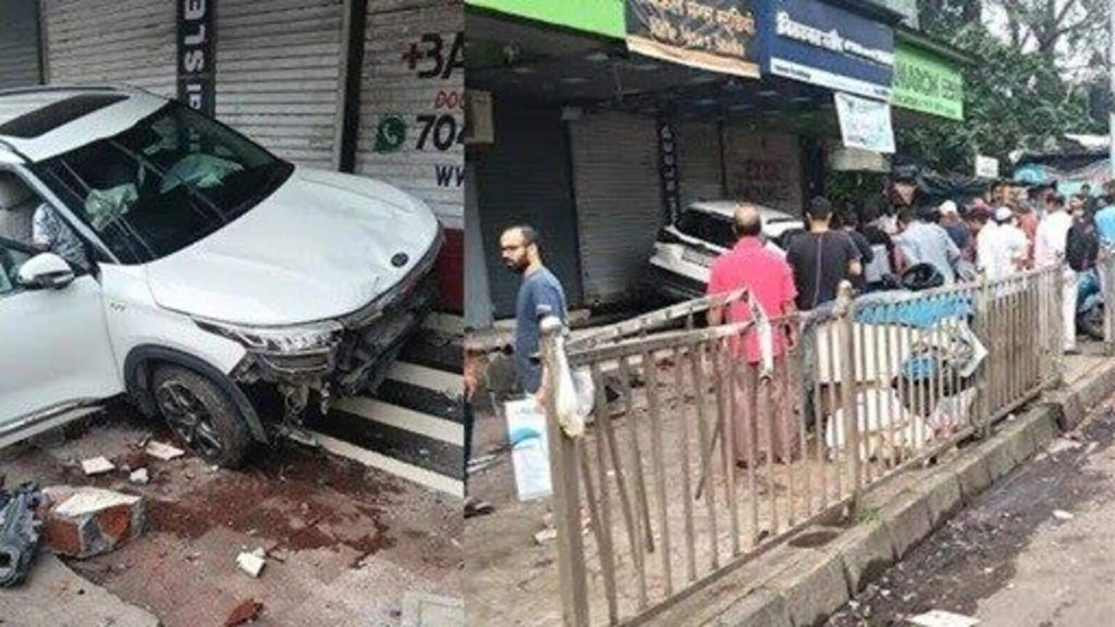 Mumbai News: Accelerated Kia Seltos falls into the shop, liquor bottles repaired from SUV