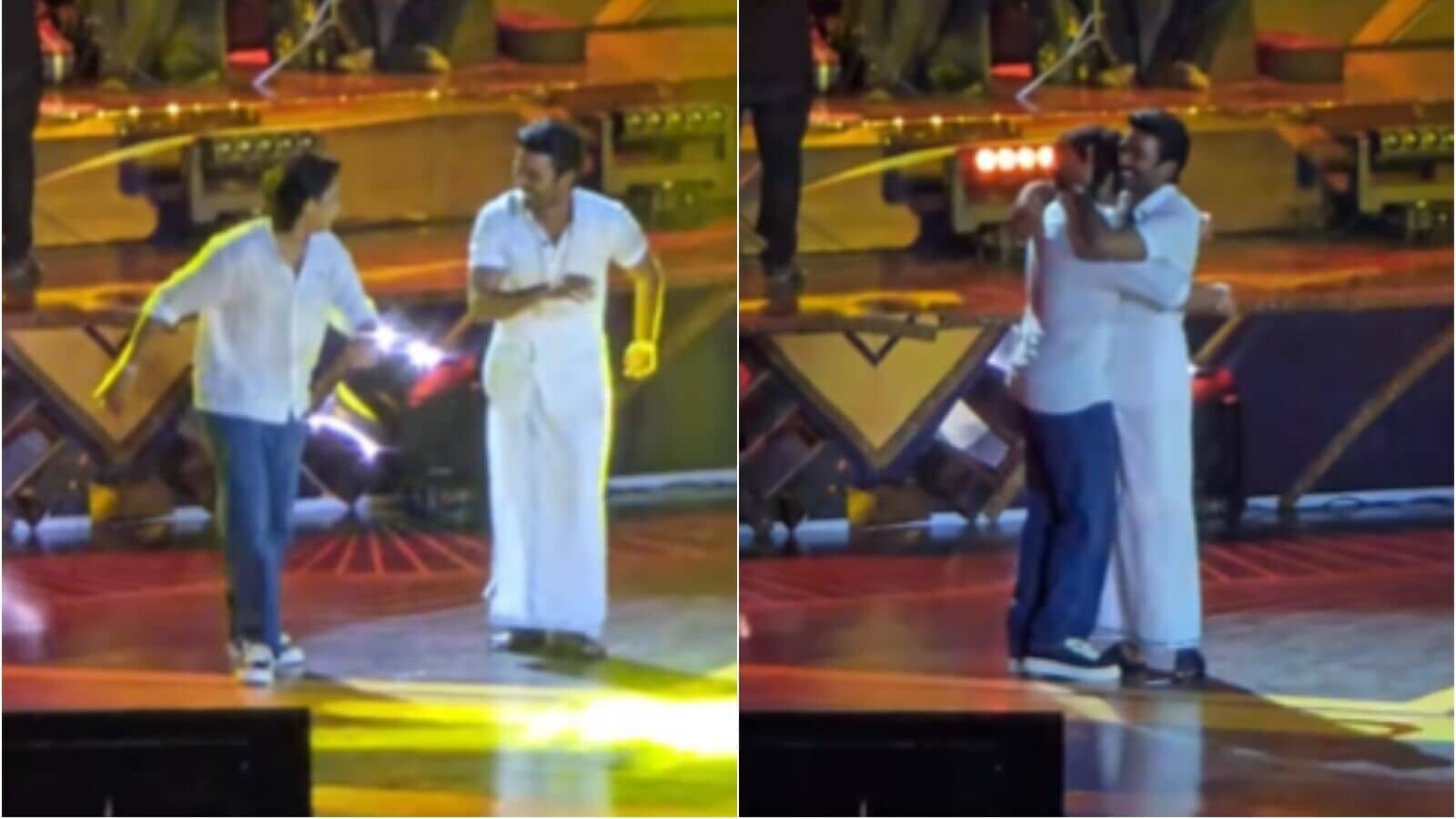 Watch video: Dhanush Dances with Son Linga at ‘Idli Kadai’ Sound launch in Chennai