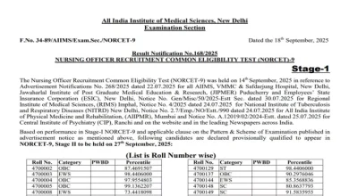 AIIMS NORCET -9 RESULT 2025: AIIMS released the result, downloaded from aiims.edu here