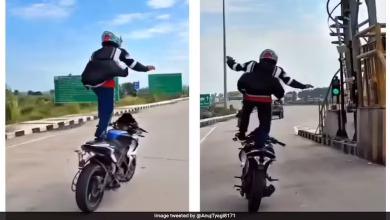 A person standing on a high speed bike on Bijnor Highway promised police in lake