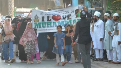 Women have arrested the march in this district along with I Love Mohammad Banner, now police performance at four -Agra Domens Hall with I Love Muhammad Banner Four Four.