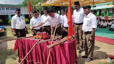 RSS Centenary celebrations: Volunteers go through -through information about the works of the organization -RSS Four Century Plans Outreach in Jharkhand