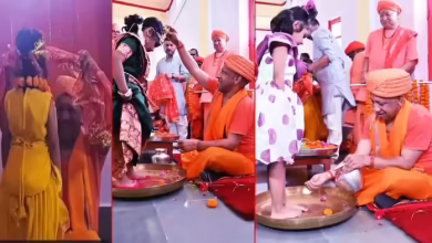 Chief Minister Yogi Adityanath worship Girl in Gorakhnath -Temple, serves itself food