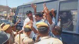 NSUI protested against the BJP government in Kota, and many student leaders were arrested in exclusive video