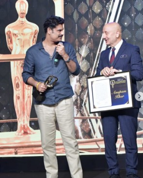 Anupam Kher and Sikander Kher made headlines at the Indian Streaming Academy Awards Show