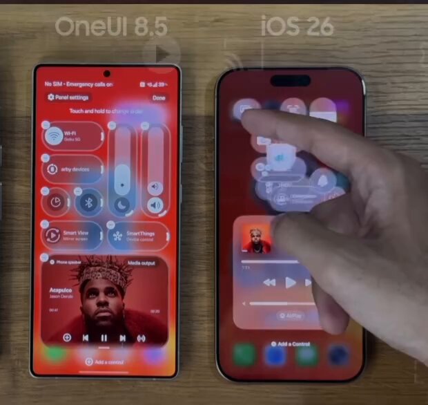 الفرق بالتخصيص بين iOS 26. و OneUI 8.5