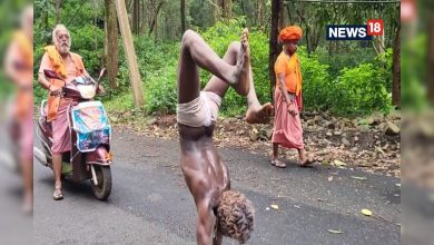 Dharamraj Puri Maharaj’s unique resolution, will complete 3500 km of Narmada Parikrama while walking with his hands.