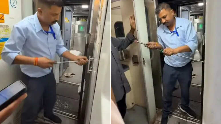 Passengers closed 6 hours in the railroad bathroom, see in the video, the staff broke the door and the people were shocked to see the view
