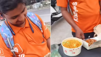 So much laughter, so much luck … When the client canceled the order, the face of the delivery person lit after seeing the delicious food.