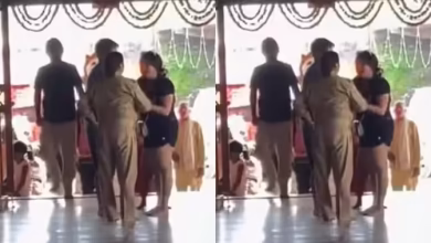 A girl wearing shorts tried to enter the temple when the pandit stopped her, the woman fought, created a lot of Rukus