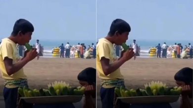 A young man was seen selling cucumbers by spitting on them in front of a crowd of thousands on the sea, you will be disgusted after watching the viral video