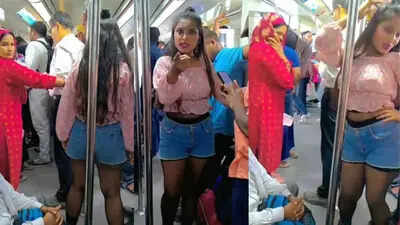 Delhi Metro becomes a pit of Reelmen! Aunty turned red from shame after seeing the obscene dance of Girl, users got angry after watching video