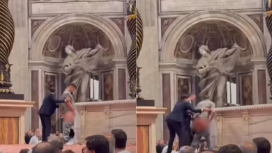 Shame incident happened in the Roman Catholic Church! Young man started urinating openly on the cobbless table watch viral video here