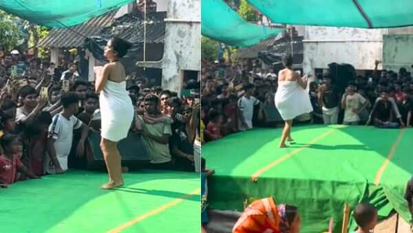 Girl dancing on Kajol’s song in front of a village that just wears a towel once the video is viral tell people lies