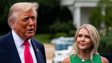 ‘Her lips move like …’: Trump again makes bizarre comments on press secretary Karoline Leavitt