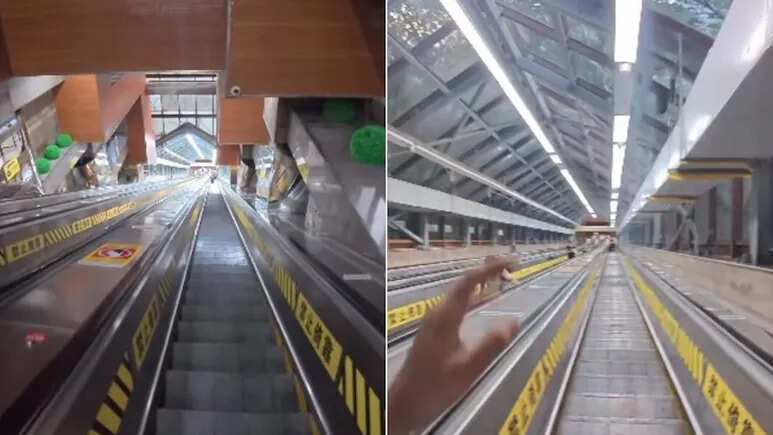 The world’s longest escalator in China shared a video, said – like a staircase in hell