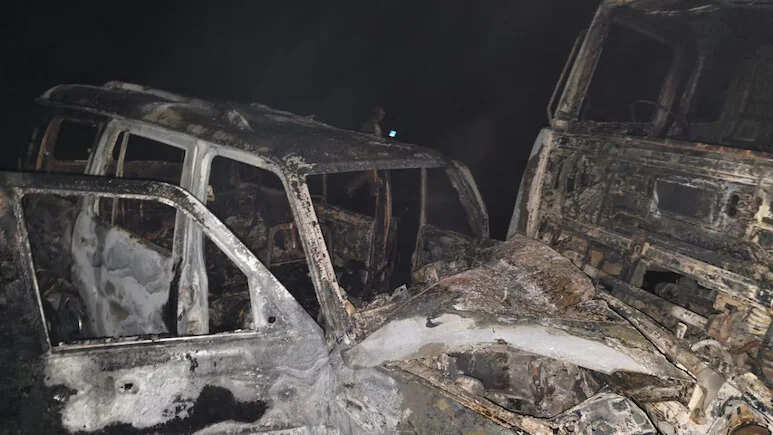 Trailer-Scorpion collision in Balotra, 4 painful deaths due to live burning