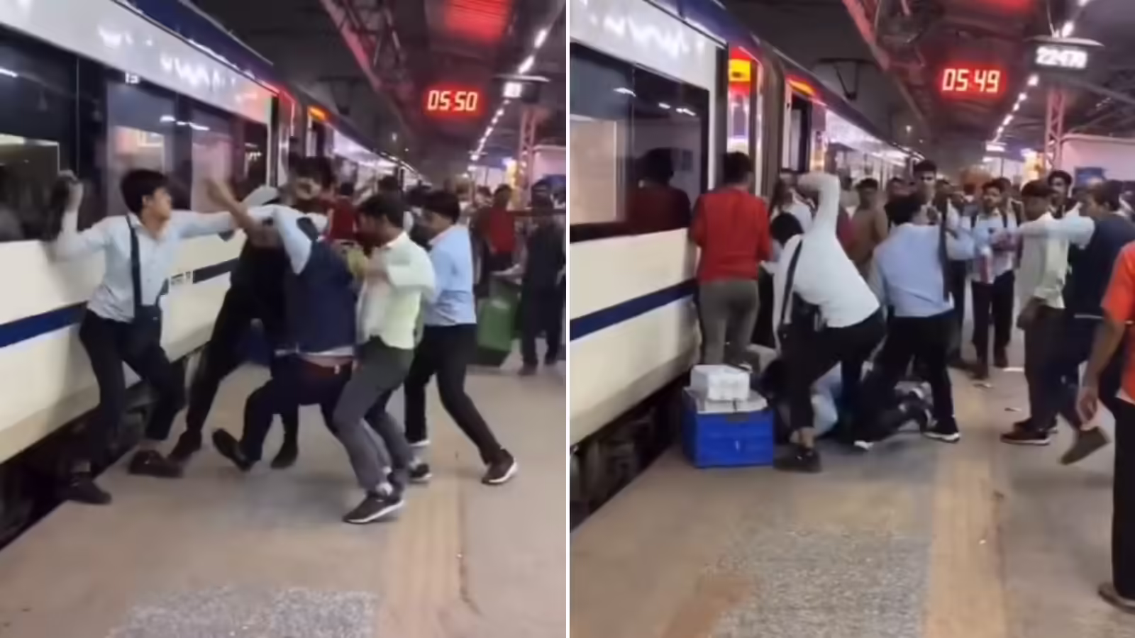 Baghpat Chaat War Part-2! This time Nizamuddin station became the ground, there was a big fight with the belt among IRCTC employees, Video Viral