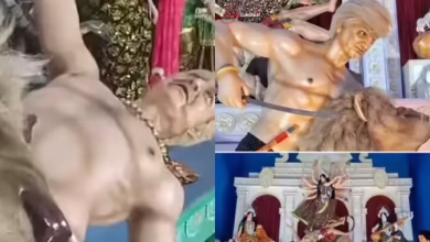 After the Pakistan team’s defeat, Shehbaz Sharif’s severed head was seen in Durga pandal, Trump was shown as a demon.