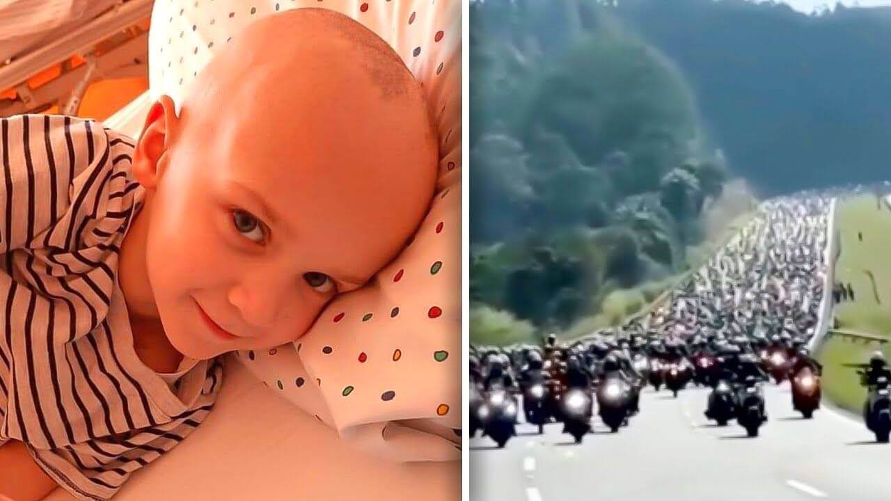 That moment that made everyone cry… 15 thousand cyclists turned up to fulfill the last wish of a 6-year-old child, emotional video went viral