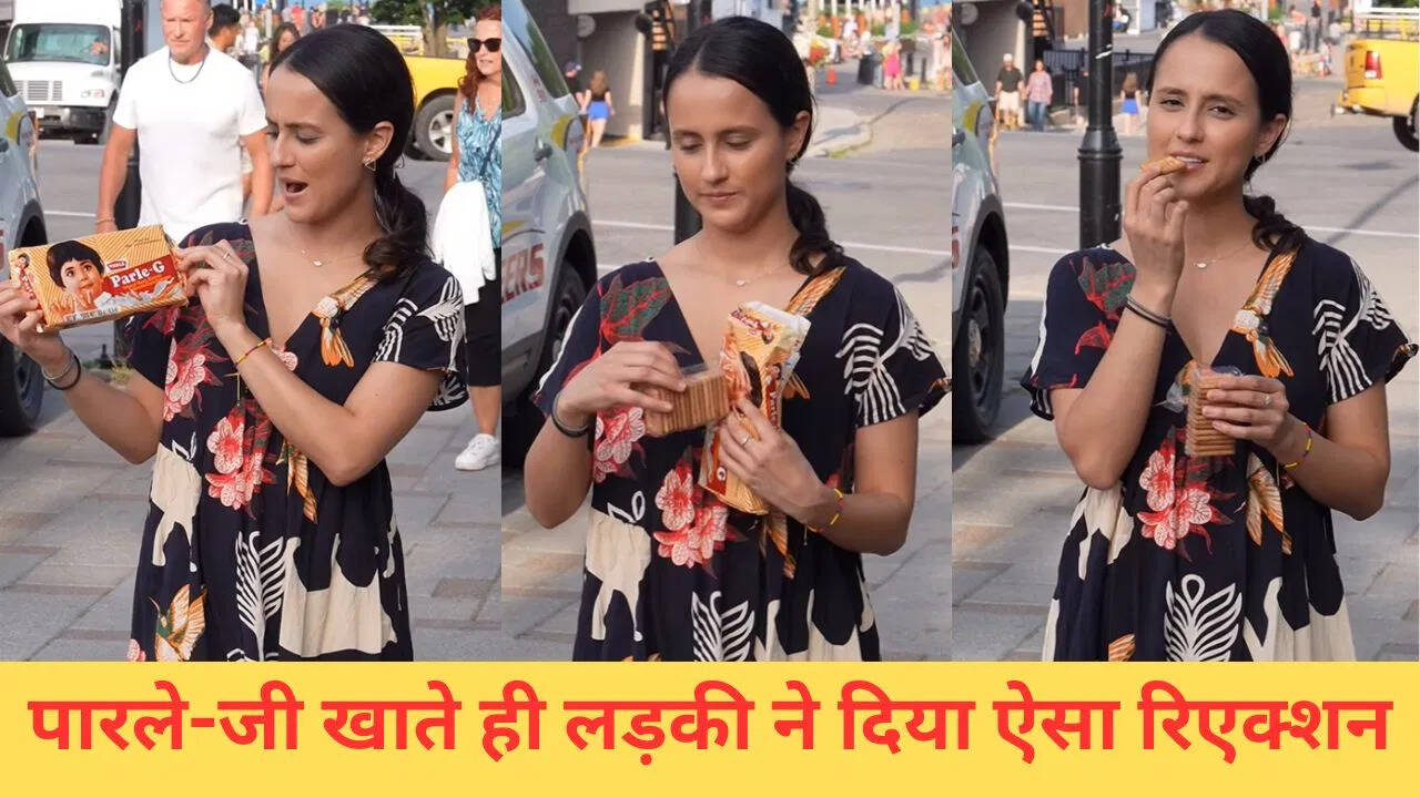 Foreign girl ate Parle-G for the first time, then gave such a reaction, VIDEO went viral
