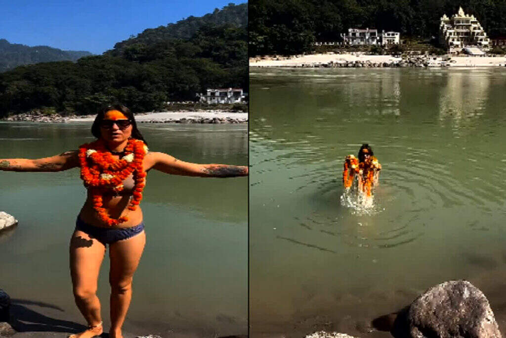 “Bikini in Ganga?” Video of woman at Rishikesh ghat goes viral, people angry on social media said – ‘This is an insult to religious dignity’
