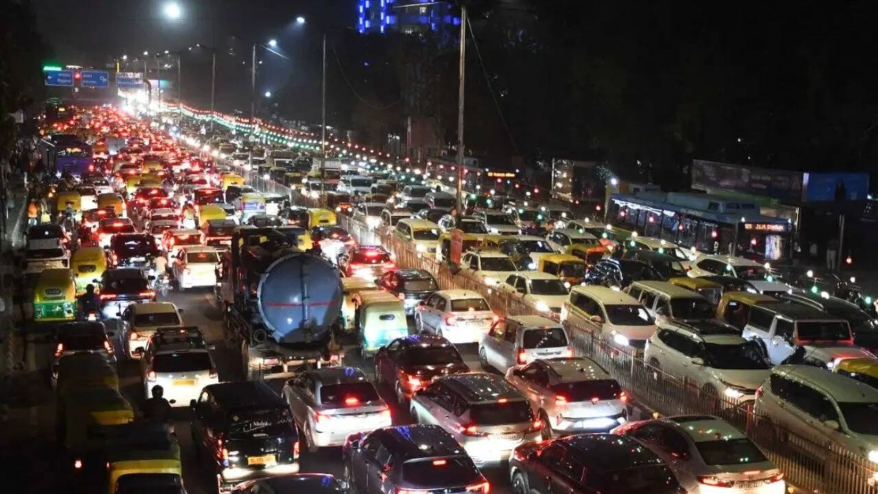 Delhi’s traffic system came to a standstill, vehicles crawling on the roads ahead of Diwali