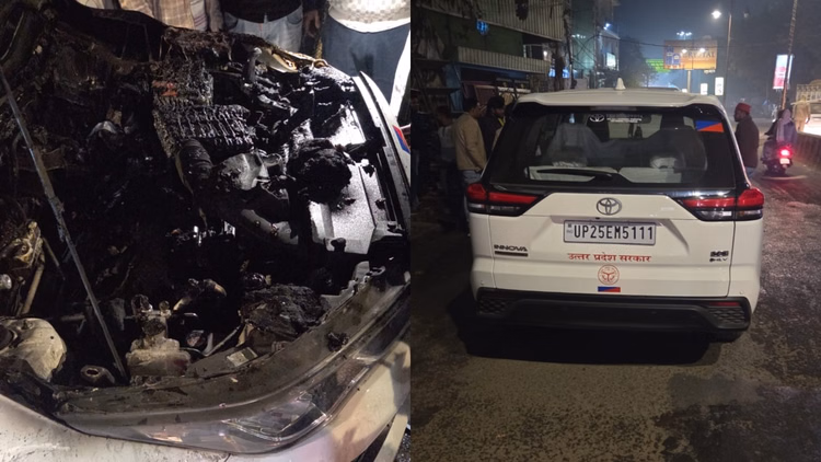 Bareilly News:चलती कार में लगी आग... लॉक हुए दरवाजे, स्थानीय लोगों ने आरटीओ और चालक को बचाया - Car Caught Fire Doors Locked Local Residents Rescued The Rto And His Driver In Bareilly