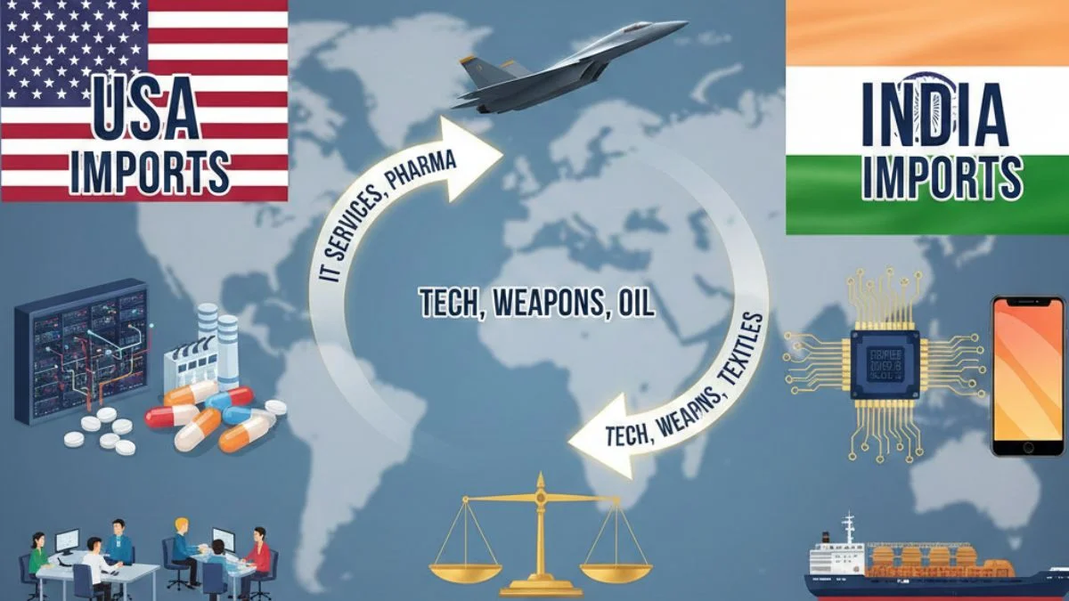 अमेरिका से तेल-हथियार-टेक्नोलॉजी, भारत से IT-दवाइयां: कौन किस पर निर्भर है? 500% टैरिफ लगा तो क्या-क्या ठप पड़ेगा? | America india dependent each other these things trade oil weapons tech it medicines 500 percent tariff impact both countries import export goods full list | Jansatta