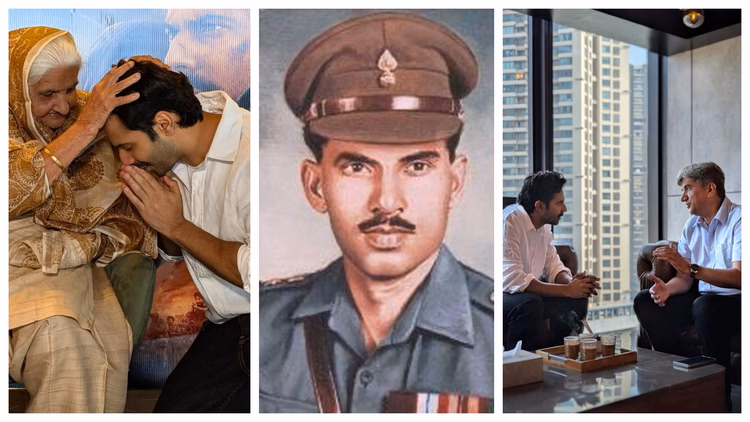 वरुण धवन ने की पीवीसी होशियार सिंह दहिया की पत्नी और बेटे से मुलाकात, शेयर की तस्वीरें, लिखा इमोशनल नोट - Border 2 Varun Dhawan Honoured Meet Pvc Hoshiar Singh Dahiya Wife Smt Dhano Devi His Son Colonel Sushil Kumar