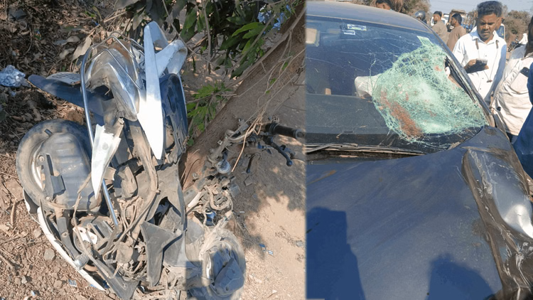 चालक बना यमराज:तेज रफ्तार कार ने स्कूटी को मारी टक्कर, सात साल के बच्चे संग एक युवक ने तोड़ा मौके पर दम - Young Man And Child Died In Raigarh After Their Scooter Was Hit By  Car