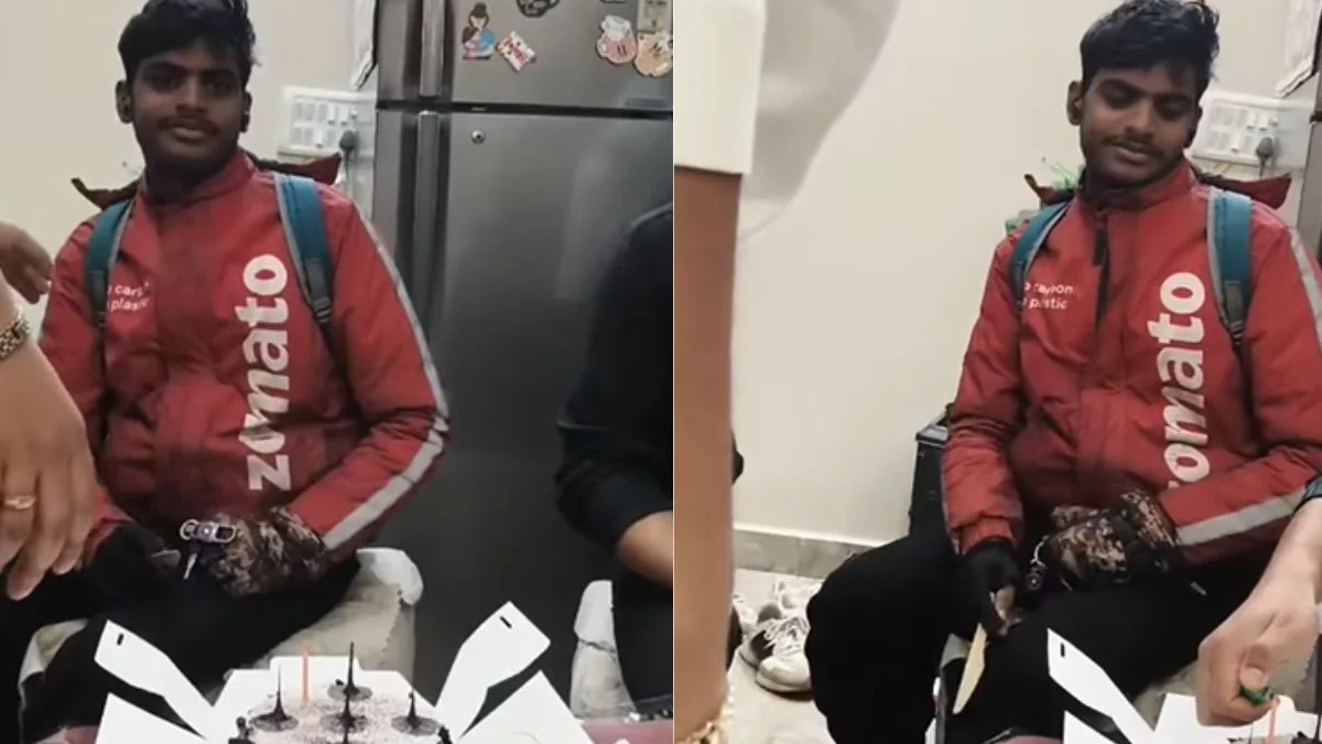 कस्टमर ने सेलिब्रेट किया डिलीवरी एजेंट का जन्मदिन, जिस केक की डिलीवरी करने गया उसे ही काटकर रह गया हैरान, देखें Viral Video