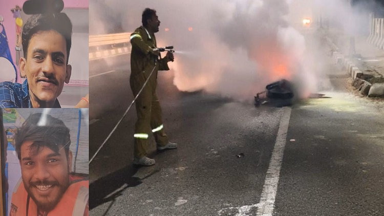 Up:अज्ञात वाहन की टक्कर से बाइक में लगी भीषण आग...दो युवकों की माैके पर ही माैत, बुरी तरह झुलस गए शव - Two Flipkart Employees Died In Road Accident In Firozabad