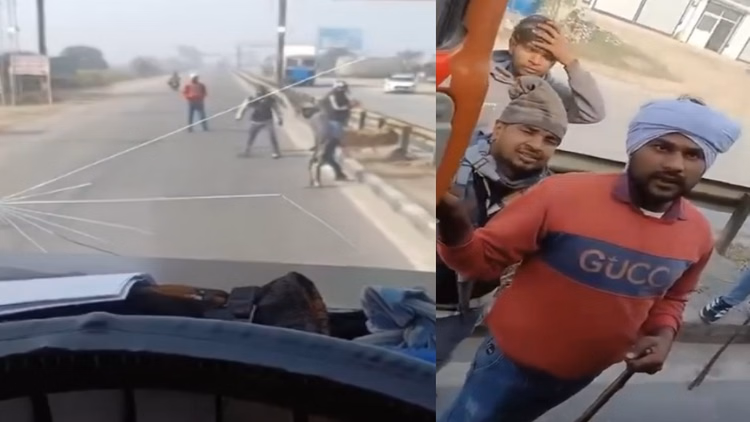 Shamli:जिला पंचायत के नाम पर यमुना पुल पर वसूली कर रहे गुंडे, वाहनों पर डंडे मारकर दे रहे धमकी, देखें वीडियो - Shamli: 'goons' Are Collecting Illegal Tax On Yamuna Bridge, Hitting Vehicles With Sticks, Extorting Money