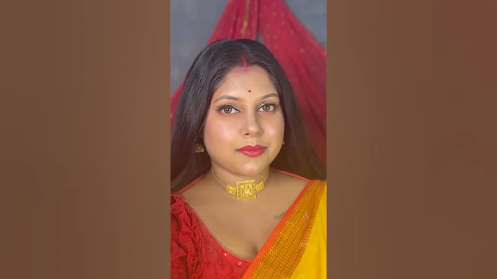 Yellow Saree Saraswati Puja Makeup 💛❤️ #shorts #makeup #ytshorts