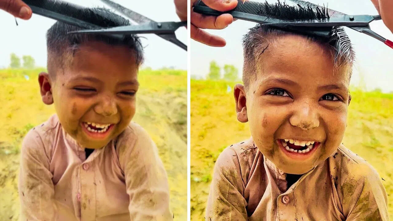 The Internet saw the internet see how the child’s tickling smile saw while getting a haircut, the internet saw the video