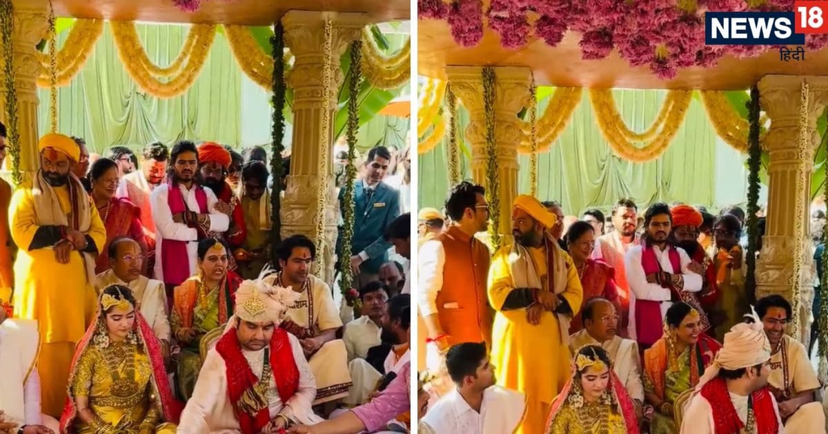 See the first photo of the wedding of Vrindavan’s storyteller Indresh Upadhyay and Shipra, the rituals lasted for 3 hours with 101 Pandits.
