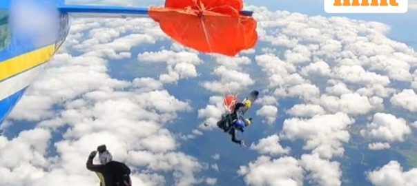 Skydiver hanging from plane’s tail in terrifying mid-air nightmare — Watch video
