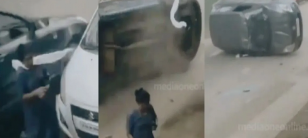 This woman is really lucky! See how she escaped death by 1 second, the horrific accident was caught on camera.