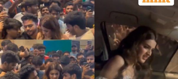 Nidhhi Agerwal caught in disturbing fan frenzy at The Raja Saab event in Hyderabad, netizens slam management